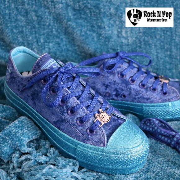 Converse x Miley Cyrus CTAS Platform Ox Velvet  563721C Gnarly Blue/Blue - Picture 1 of 7